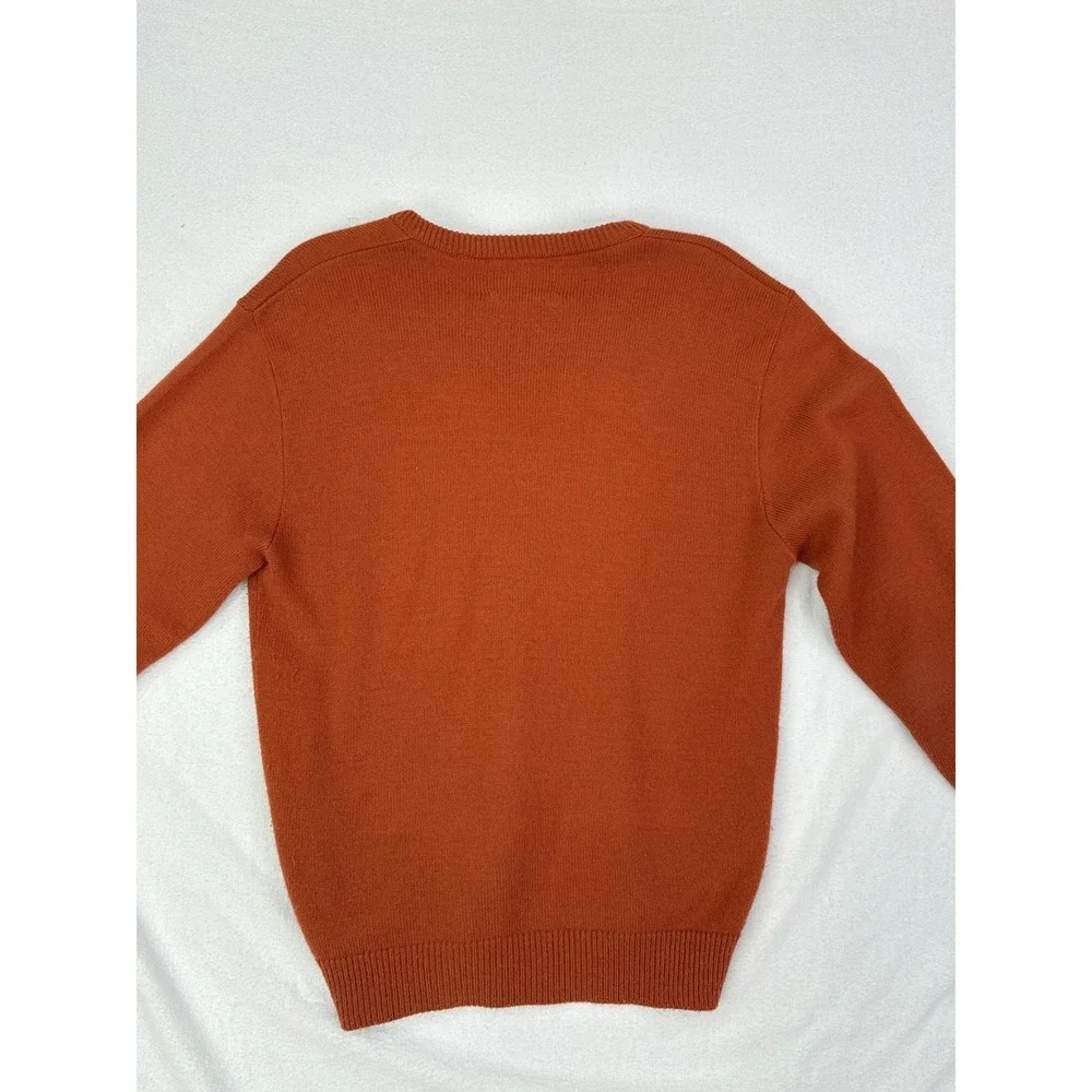 Vintage‎ Lord Jeff Mens V-Neck Sweater Rust Brown Acrylic Wool Blend USA Medium